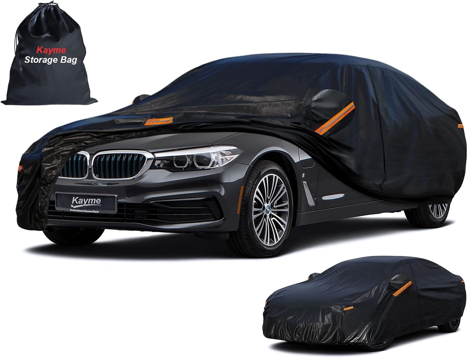 Sedan Car Cover Waterproof All Weather for Automobiles - See Vehicle Size Chart for Accurate Fit - Outdoor Full Exterior Cover Sun Rain Snow UV Protection with Zipper. Size A4 (See Size Chart)