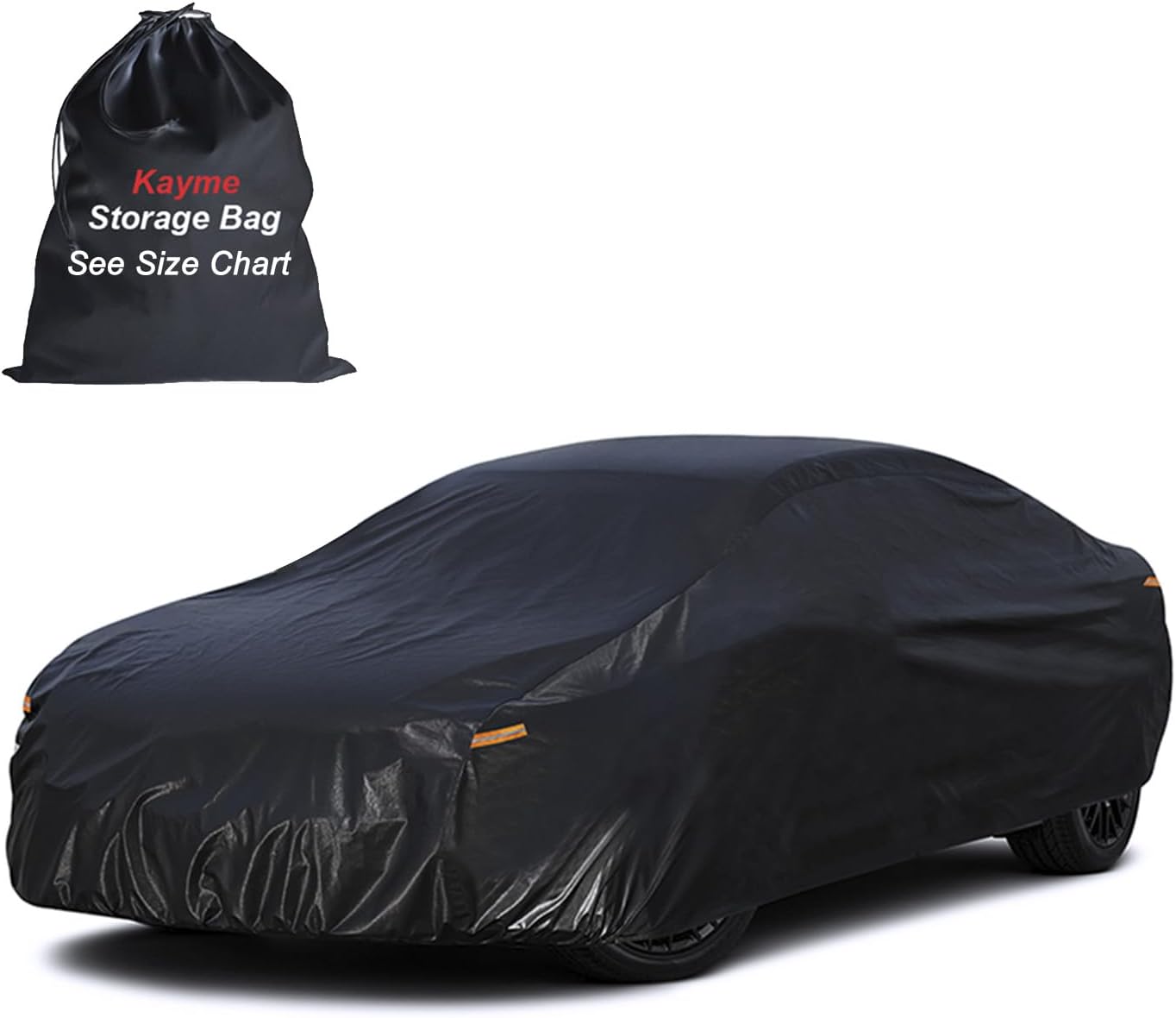 Sedan Car Cover Waterproof All Weather for Automobiles - See Vehicle Size Chart for Accurate Fit - Outdoor Full Exterior Cover Sun Rain Snow UV Protection with Zipper. Size A4 (See Size Chart)