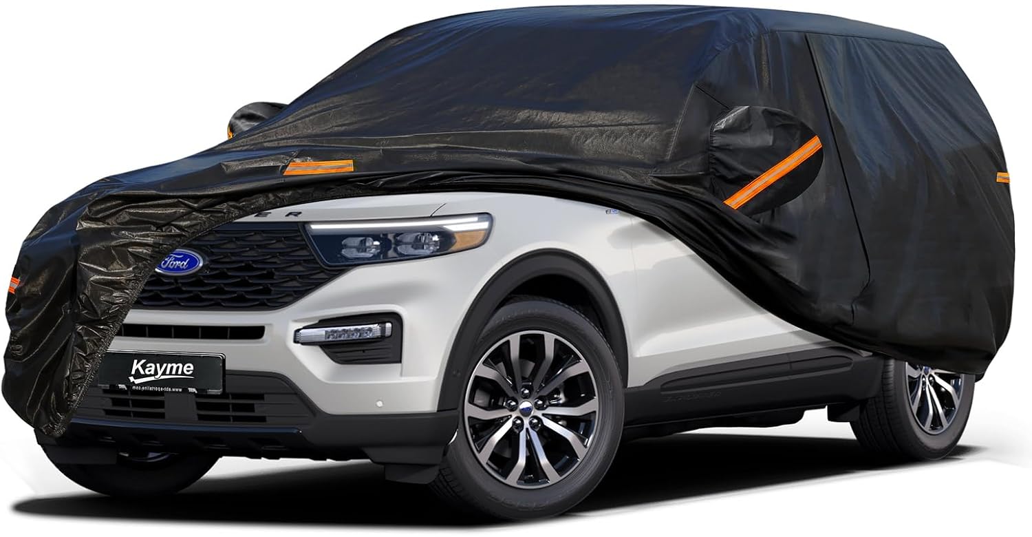 Sedan Car Cover Waterproof All Weather for Automobiles - See Vehicle Size Chart for Accurate Fit - Outdoor Full Exterior Cover Sun Rain Snow UV Protection with Zipper. Size A4 (See Size Chart)