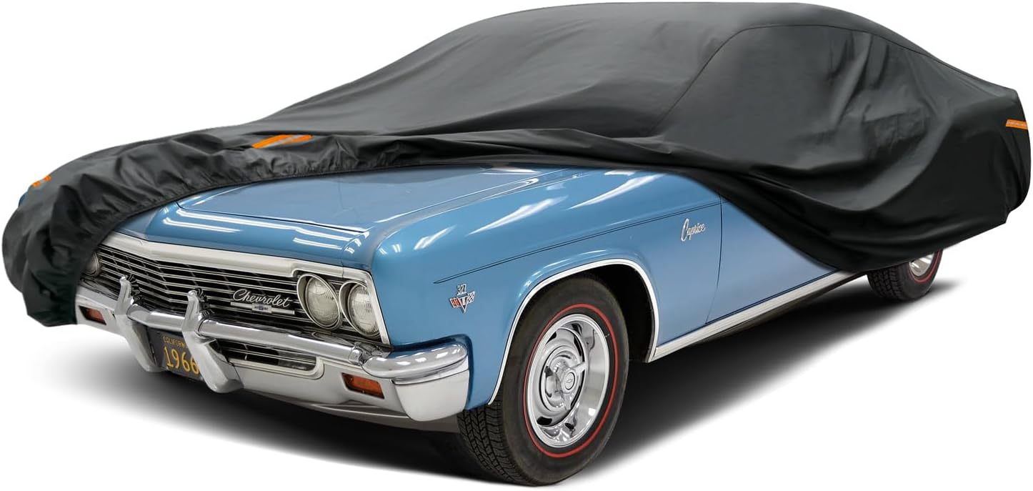 Sedan Car Cover Waterproof All Weather for Automobiles - See Vehicle Size Chart for Accurate Fit - Outdoor Full Exterior Cover Sun Rain Snow UV Protection with Zipper. Size A4 (See Size Chart)