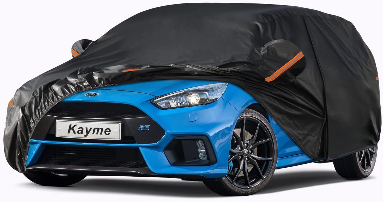 Sedan Car Cover Waterproof All Weather for Automobiles - See Vehicle Size Chart for Accurate Fit - Outdoor Full Exterior Cover Sun Rain Snow UV Protection with Zipper. Size A4 (See Size Chart)