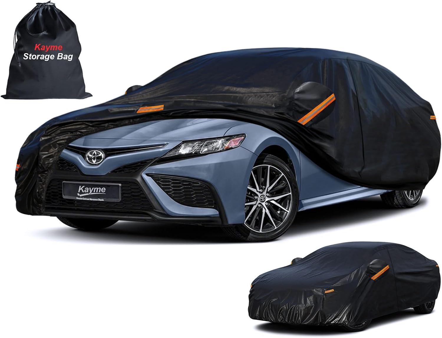 Sedan Car Cover Waterproof All Weather for Automobiles - See Vehicle Size Chart for Accurate Fit - Outdoor Full Exterior Cover Sun Rain Snow UV Protection with Zipper. Size A4 (See Size Chart)