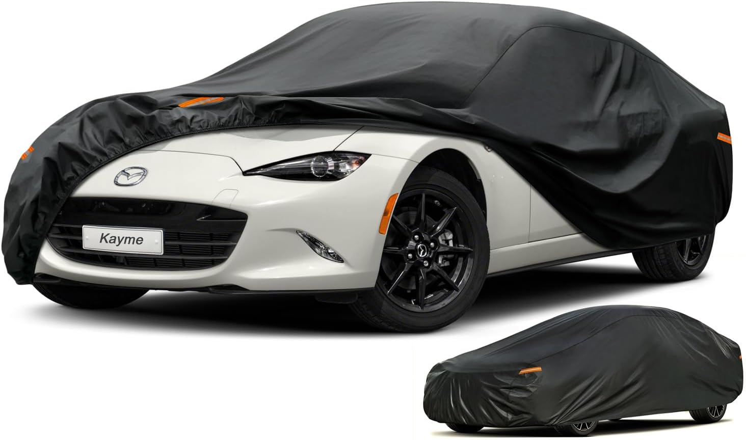 Sedan Car Cover Waterproof All Weather for Automobiles - See Vehicle Size Chart for Accurate Fit - Outdoor Full Exterior Cover Sun Rain Snow UV Protection with Zipper. Size A4 (See Size Chart)