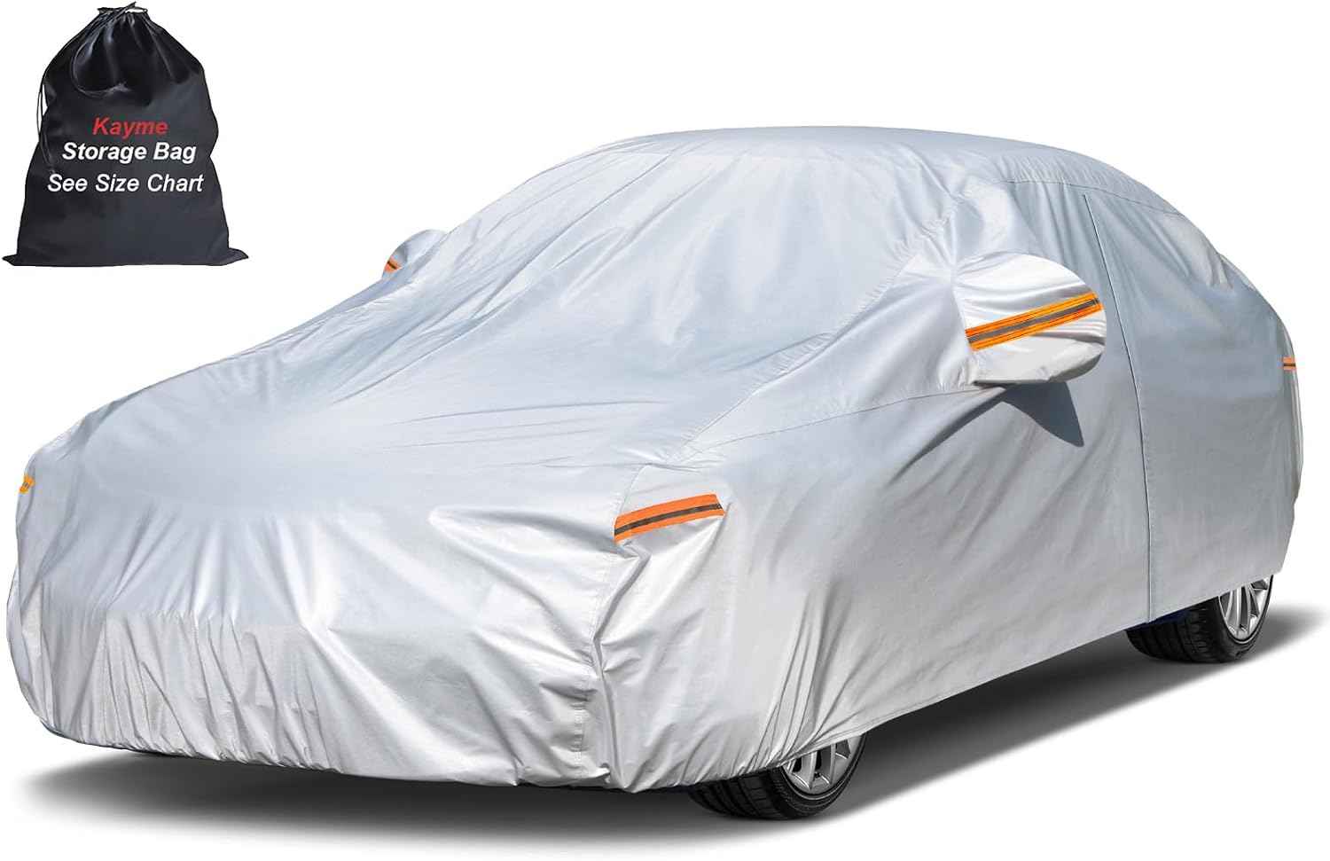 Sedan Car Cover Waterproof All Weather for Automobiles - See Vehicle Size Chart for Accurate Fit - Outdoor Full Exterior Cover Sun Rain Snow UV Protection with Zipper. Size A4 (See Size Chart)