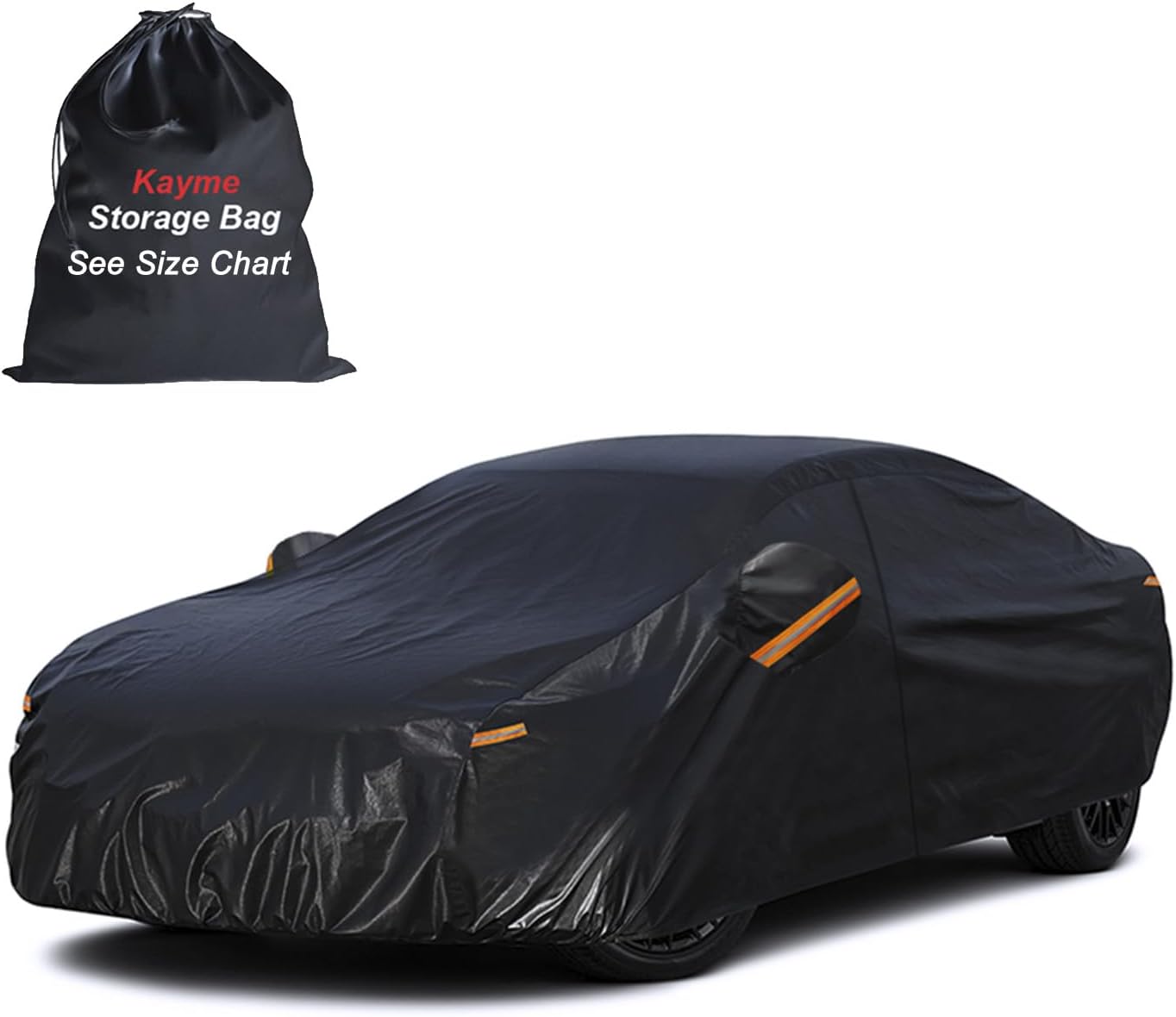 Sedan Car Cover Waterproof All Weather for Automobiles - See Vehicle Size Chart for Accurate Fit - Outdoor Full Exterior Cover Sun Rain Snow UV Protection with Zipper. Size A4 (See Size Chart)