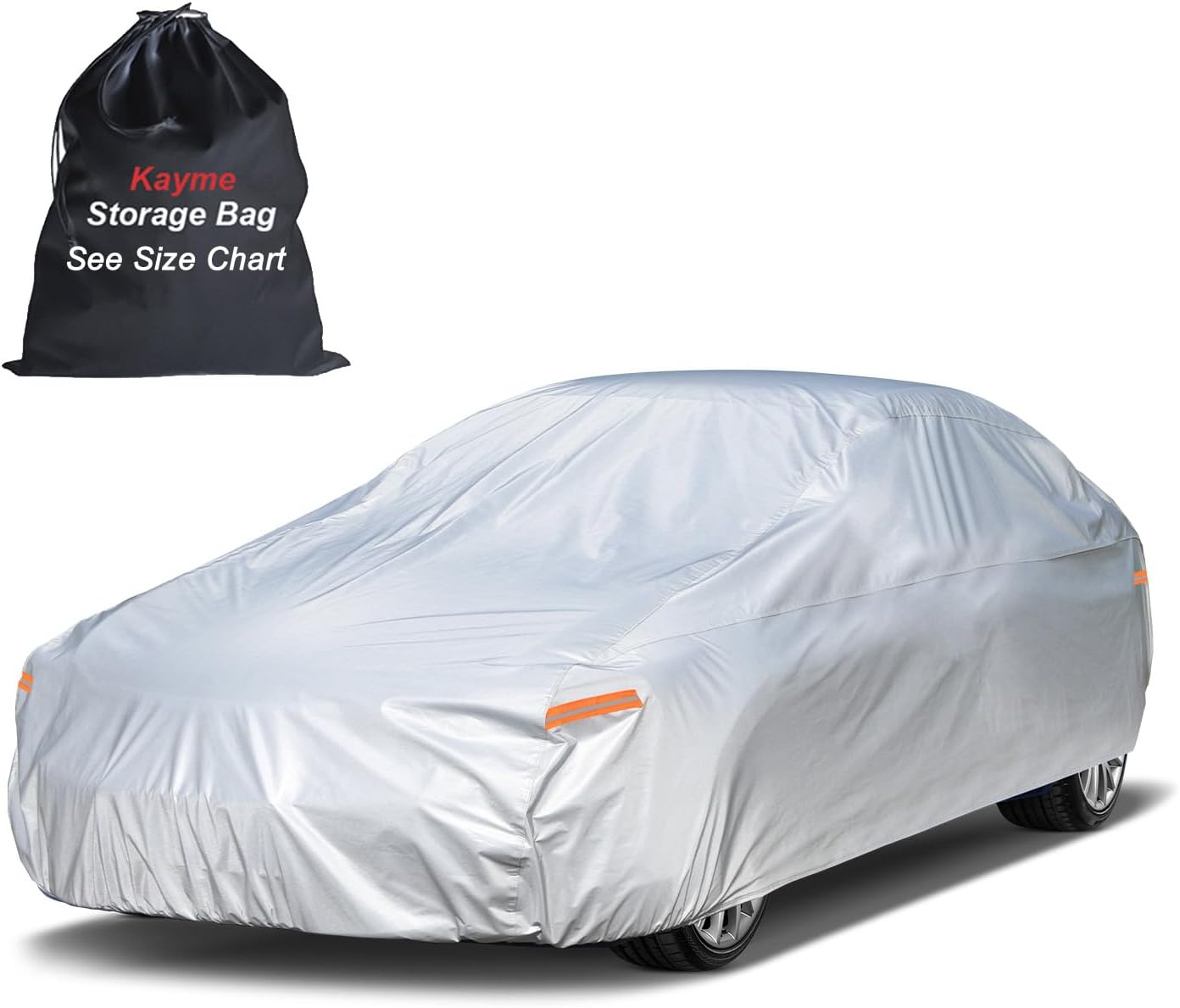 Sedan Car Cover Waterproof All Weather for Automobiles - See Vehicle Size Chart for Accurate Fit - Outdoor Full Exterior Cover Sun Rain Snow UV Protection with Zipper. Size A4 (See Size Chart)