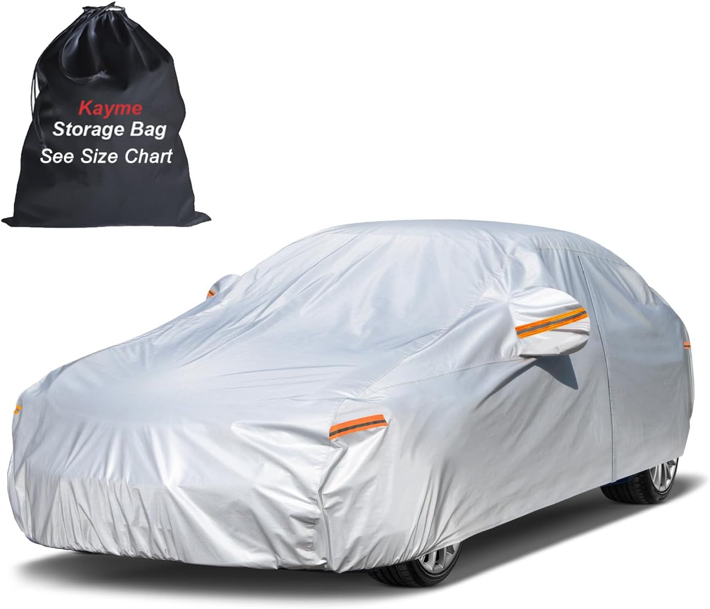 Sedan Car Cover Waterproof All Weather for Automobiles - See Vehicle Size Chart for Accurate Fit - Outdoor Full Exterior Cover Sun Rain Snow UV Protection with Zipper. Size A4 (See Size Chart)