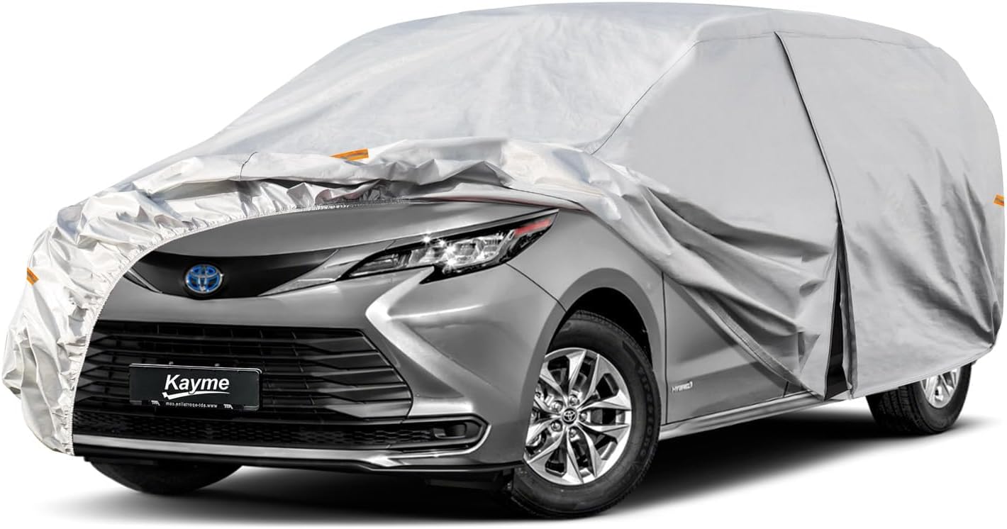 Sedan Car Cover Waterproof All Weather for Automobiles - See Vehicle Size Chart for Accurate Fit - Outdoor Full Exterior Cover Sun Rain Snow UV Protection with Zipper. Size A4 (See Size Chart)