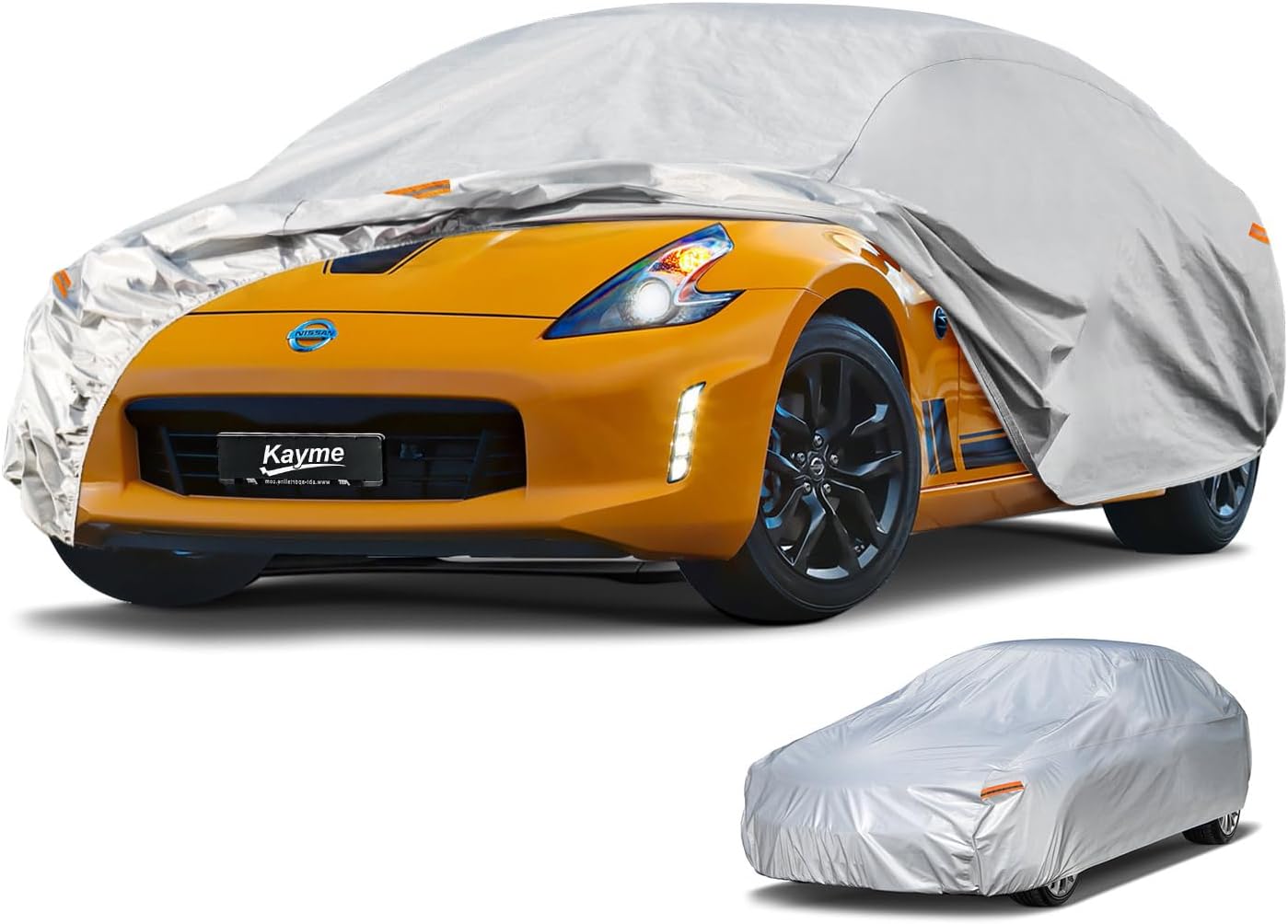 Sedan Car Cover Waterproof All Weather for Automobiles - See Vehicle Size Chart for Accurate Fit - Outdoor Full Exterior Cover Sun Rain Snow UV Protection with Zipper. Size A4 (See Size Chart)